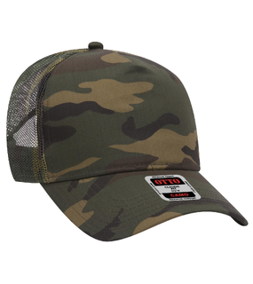 Camo 5 Panel Mid Crown Trucker Cap