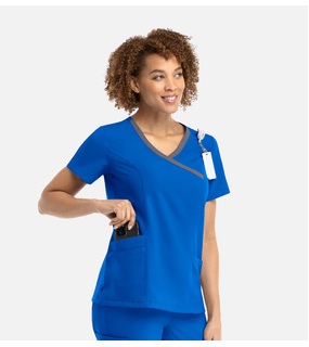 Momentum Womens Mock Wrap Top/Contrast Trim