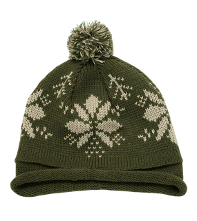 Snowflake Roll Up Beanies w/Pom