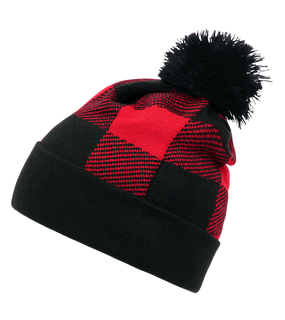 Pom Plaid Beanies