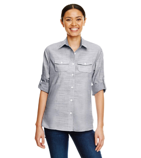 Ladies L-S Texture Woven Shirt