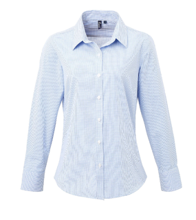 Womens Microcheck L-S Cotton Shirt