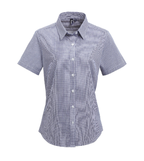 Womens Microcheck S-S Cotton Shirt