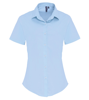 Womens Stretch Fit Cotton Poplin S-S Blouse