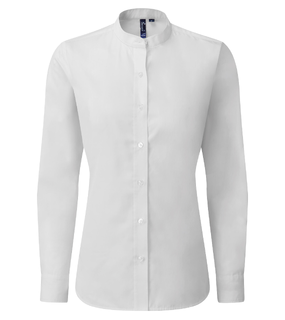 Womens Banded Collar Grandad Shirt